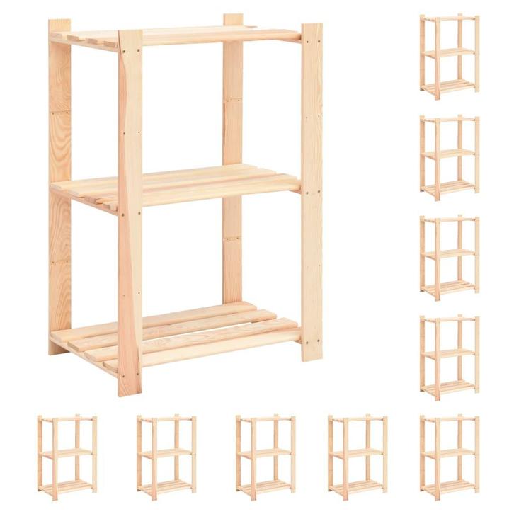 vidaXL Opbergrekken 3-laags 10 st 60x38x90 cm grenenhout 150, Huis en Inrichting, Kasten | Stellingkasten, Nieuw, Verzenden