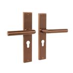 Ferro geveerd op schild cilindergat 55mm mat brons - deur..., Ophalen of Verzenden, Nieuw, IJzer, Klink of Kruk