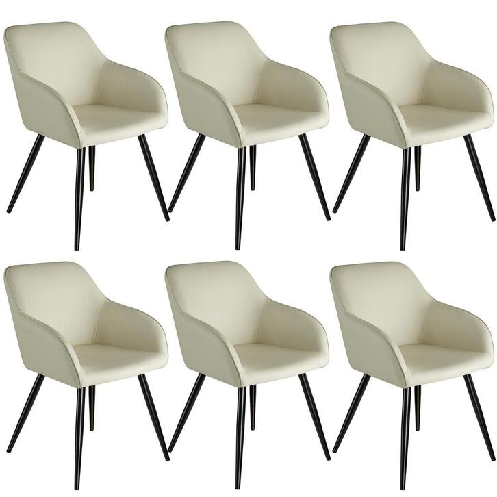 tectake Set van 6 eetkamerstoelen Marilyn stof, zwarte poten, Huis en Inrichting, Stoelen, Verzenden