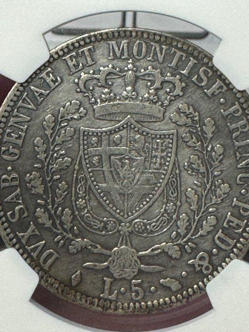 Italië, Savoye Carlo Felice. 5 Lire 1825 Torino, Postzegels en Munten, Munten | Europa | Niet-Euromunten