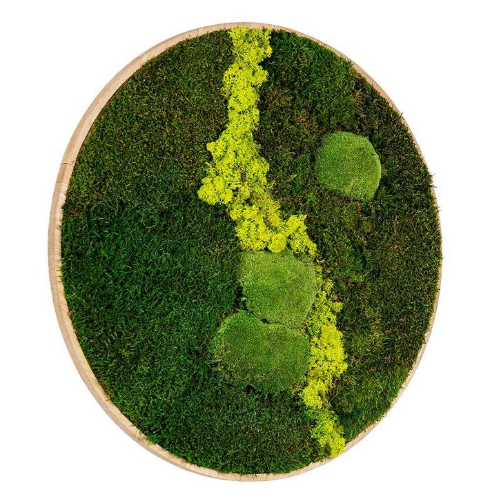 Mosschilderij Rond 120 cm Ongelakt Eiken - Uppsala Lentegroe, Huis en Inrichting, Woonaccessoires | Lijsten, Verzenden