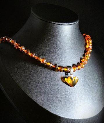 Hart hanger ketting – BALTIC AMBER kralen – Romantische
