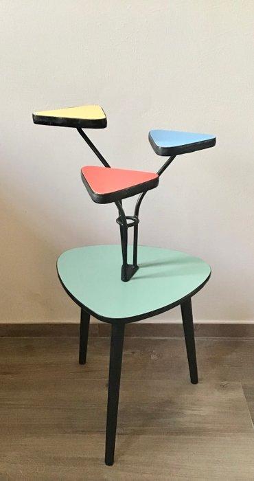 Table à plantes - Formica bleu clair, rouge, jaune et vert, Antiquités & Art, Art | Objets design