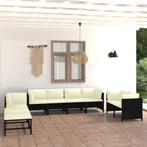 vidaXL 10-delige Loungeset met kussens poly rattan zwart, Tuin en Terras, Verzenden, Nieuw, Loungeset