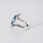 Ring - 14 karaat Witgoud - 3.18ct. tw. Blauw Diamant (Fancy