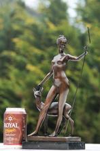 Sculpture, diana met reebok - 33 cm - marbre bronze