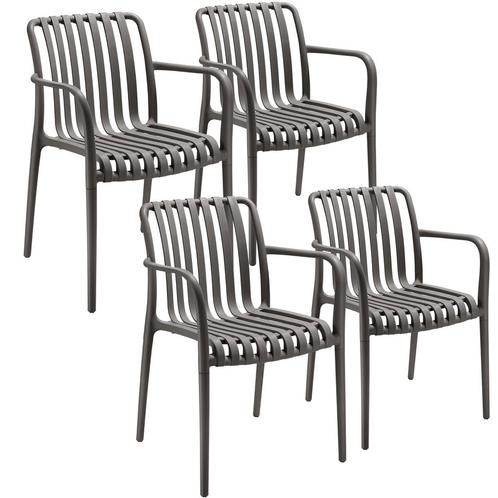 tectake Tuinstoelen Alcudia, weerbestendig, stapelbaar - ant, Tuin en Terras, Overige Tuin en Terras, Verzenden