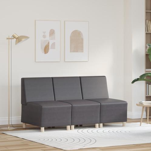vidaXL Sofa Stoelen 3 pcs Grijs 55 x 74 x 82 cm Kunstleer, Huis en Inrichting, Zetels | Zetels, Nieuw, Verzenden