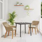 vidaXL Tuinset van 3 Delen Beige Poly Rattan, Tuin en Terras, Tuintafels, Verzenden, Nieuw