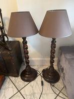 Staande lamp (2) - set fraaie hout gestoken ataand lampen -, Antiek en Kunst