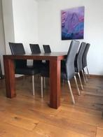 Set van 6 grijze leren eetkamerstoelen grijs, Huis en Inrichting, Ophalen of Verzenden, Nieuw, Eén