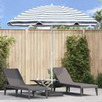vidaXL Ligbed Parasol met Aluminium Pijp Blauw & Wit 300 cm, Tuin en Terras, Verzenden, Nieuw