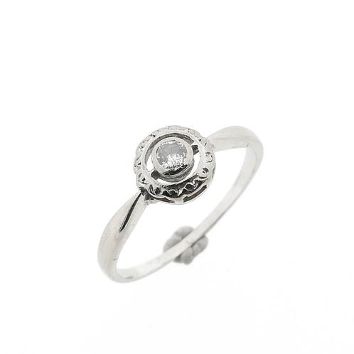 Vintage witgouden solitair ring met diamant | 0,07 ct., Bijoux, Sacs & Beauté, Bagues, Enlèvement ou Envoi