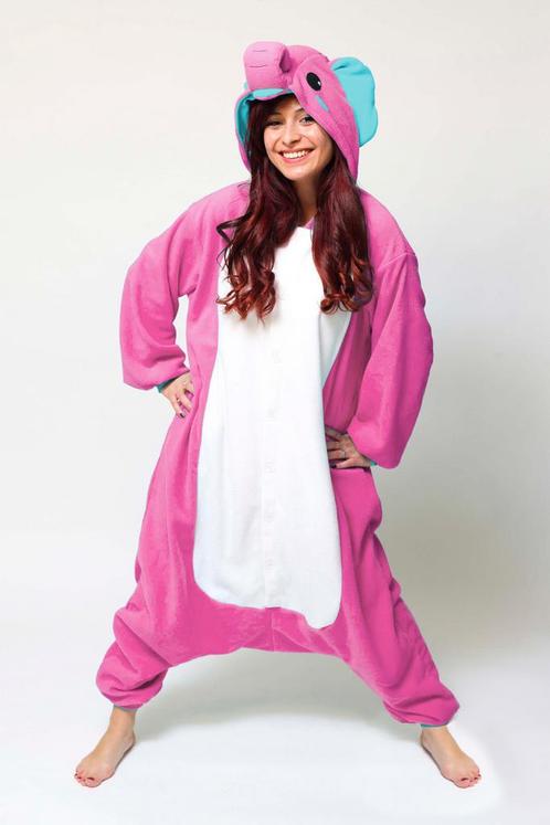 Onesie Roze Olifant Pakje 116-122 Olifantenpak Kostuum Jungl, Kinderen en Baby's, Carnavalskleding en Verkleedspullen, Meisje