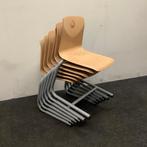 Tweedehands complete set 6 stuks Woodmark schoolstoelen,, Huis en Inrichting, Stoelen, Gebruikt, Hout, Vijf, Zes of meer stoelen
