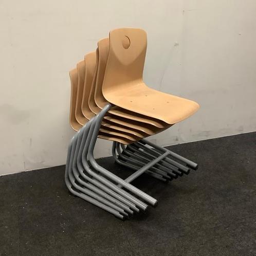 Tweedehands complete set 6 stuks Woodmark schoolstoelen,, Huis en Inrichting, Stoelen, Gebruikt, Vijf, Zes of meer stoelen, Hout