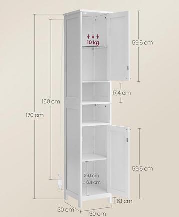 Badkamerkast met LED verlichting - hoogte 170 cm - beschikbaar voor biedingen