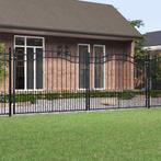 vidaXL Hekpoort met speerpunt zwart 406x150 cm gepoedercoat, Verzenden, Nieuw