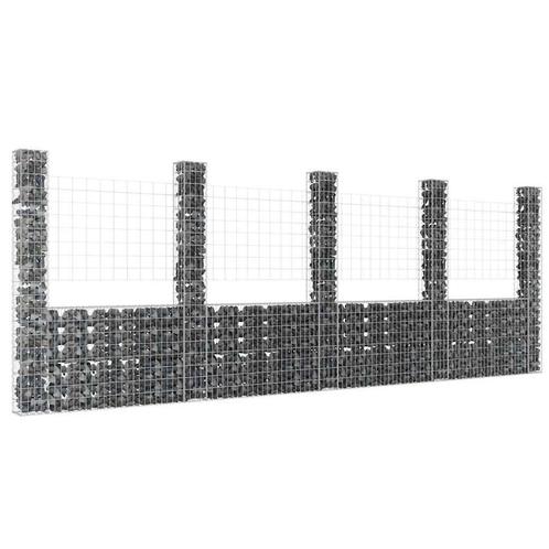 vidaXL Schanskorf U-vormig met 5 palen 500x20x200 cm ijzer, Tuin en Terras, Tuinhekken en Hekwerk, Nieuw, Verzenden