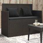 vidaXL Tuinbank met kussens poly rattan zwart, Tuin en Terras, Verzenden, Nieuw