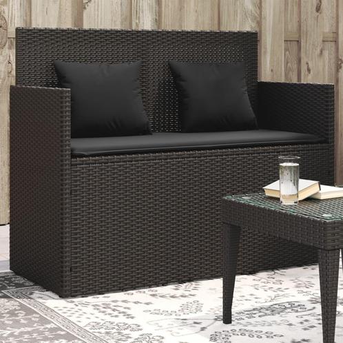 vidaXL Tuinbank met kussens poly rattan zwart, Tuin en Terras, Tuinsets en Loungesets, Nieuw, Verzenden