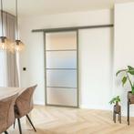 Stalen Schuifdeur met koofsysteem 4 Vlaks Olijfgroen Mat gla, Doe-het-zelf en Bouw, Nieuw, Metaal, 75 tot 150 cm, 150 tot 225 cm