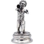 Sculpture, Niño tocando corneta - Rococó - 10.2 cm - Argent, Antiek en Kunst