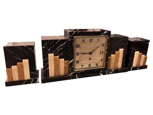 Klok en garnituur set  (3) -  Art Deco Marmer - 1920-1930, Antiek en Kunst, Antiek | Klokken