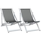 Strandstoel Set Grijs Aluminium - Tweede Kansje - OP=OP!, Tuin en Terras, Verzenden, Nieuw, Aluminium
