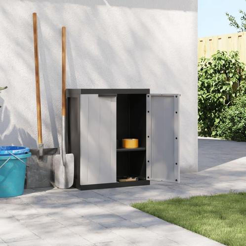 vidaXL Tuinkast 65x37x85 cm polypropeen grijs en zwart, Huis en Inrichting, Kasten | Overige, Nieuw, Verzenden