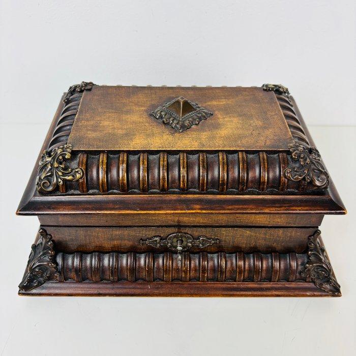 Doos - Antiek houten juwelenkistje / naaidoos uit 1900 -, Antiquités & Art, Curiosités & Brocante