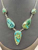 Zilveren vergulde koperen chrysocolla ketting. Geen