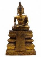 Oude Boeddha Bhumisparsha-mudra - Hout, Verguld - Thailand -