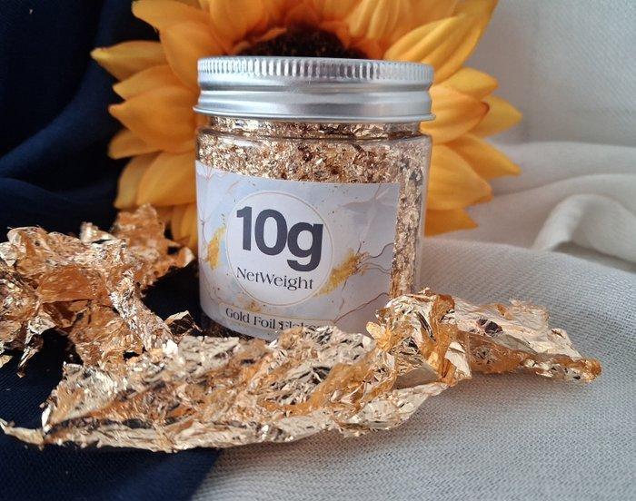 Bladgoud in een doos Blad - Hoogte: 0 cm - Breedte: 0 cm- 10, Verzamelen, Mineralen en Fossielen