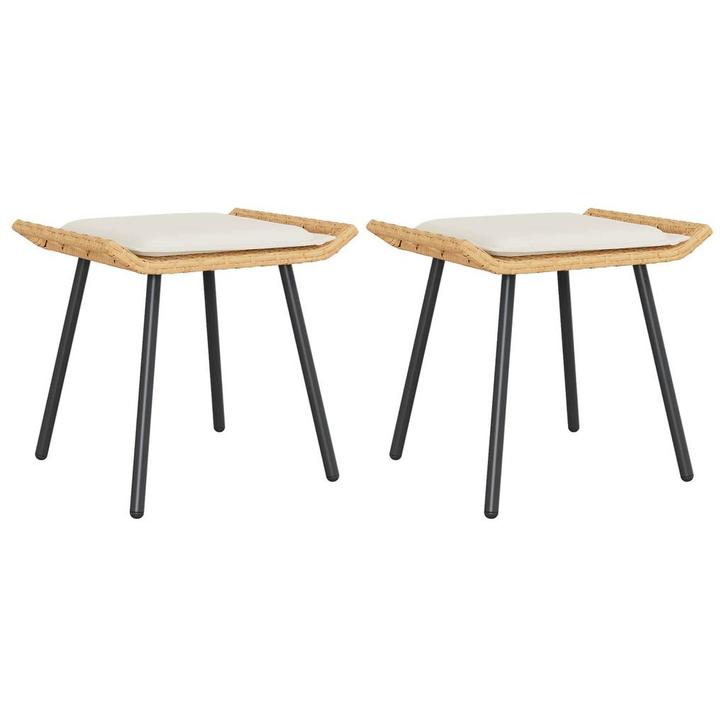 vidaXL Tuin Kruk met kussen 2 pcs Bruin 50 x 40 x 45cm, Tuin en Terras, Tuinsets en Loungesets, Nieuw, Verzenden