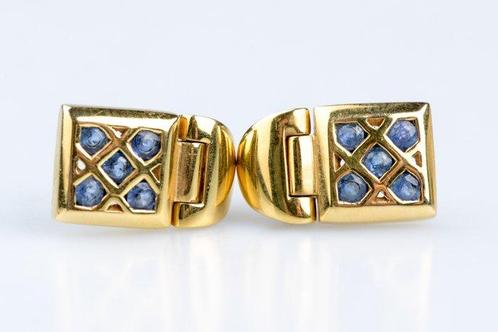 Oorbellen - 18 karaat Geel goud -  0.20ct. tw. Saffier, Handtassen en Accessoires, Oorbellen