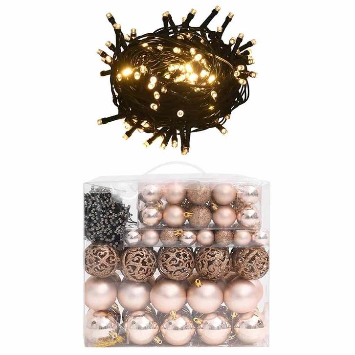 vidaXL 120-delige Kerstballenset met piek en 300 LEDs, Diversen, Kerst, Nieuw, Verzenden