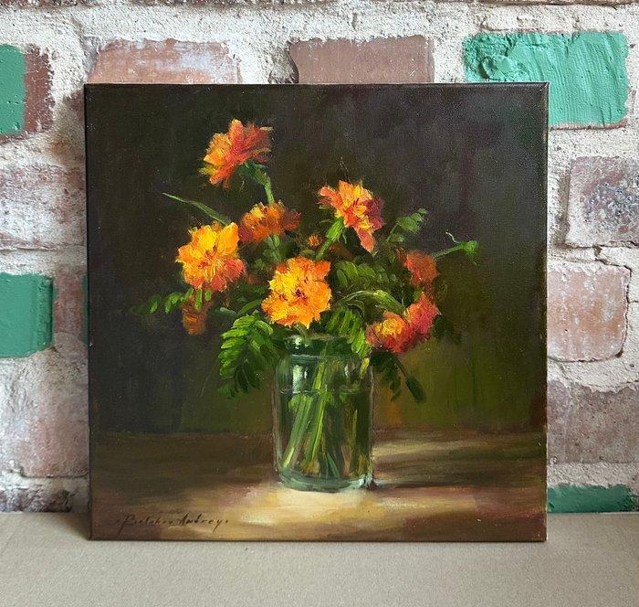 Andrey Belchev (XX-XXI) - Golden glow of marigolds, Antiek en Kunst, Kunst | Schilderijen | Klassiek