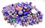 165 met de hand gemaakte Chevron glazen kralen - India