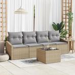 vidaXL 5-delige ligzetel set met kussens in beige poly, Tuin en Terras, Verzenden, Nieuw