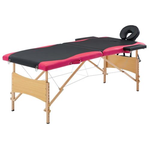 vidaXL Massagetafel inklapbaar 2 zones hout zwart en roze, Sports & Fitness, Produits de massage, Envoi