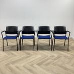 Tweedehands Complete set van 4 stuks vergaderstoelen, blauw, Gebruikt, Zwart