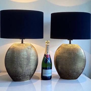 Tafellamp (2) - Nep snake goudlampen - Textiel, Polyresin beschikbaar voor biedingen