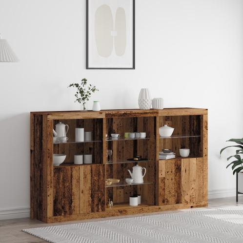 vidaXL Sideboard met LED Verlichting Oude Hout 181,5x37x100, Huis en Inrichting, Kasten | Dressoirs, Nieuw, Verzenden