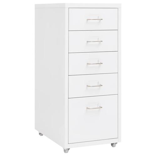 vidaXL Ladeblok verrijdbaar 28x41x69 cm metaal wit, Huis en Inrichting, Kasten | Overige, Nieuw, Verzenden
