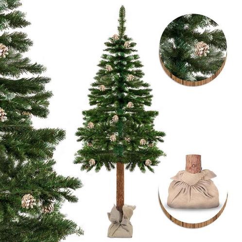 Kunstkerstboom - 180 cm - met houten stam en dennenappels, Divers, Noël, Enlèvement ou Envoi