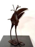sculptuur, Oiseau à crête recourbée en métal vernis - 33 cm