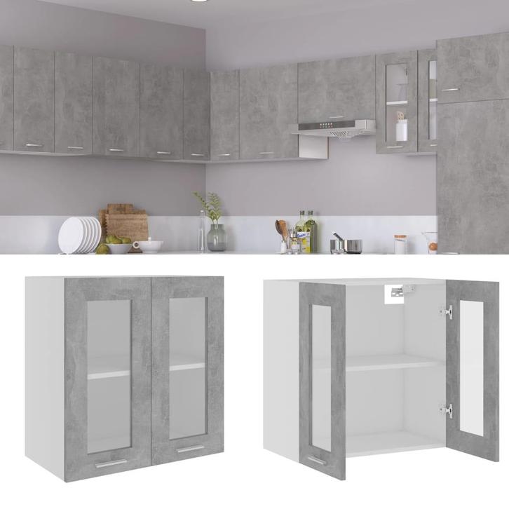 vidaXL Hangkast Lyon 60x31x60 cm bewerkt hout betongrijs, Huis en Inrichting, Kasten | Overige, Nieuw, Verzenden