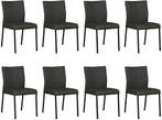 Set van 8 Donkergroene leren moderne eetkamerstoelen - poot, Nieuw, Vijf, Zes of meer stoelen, Modern, Leer