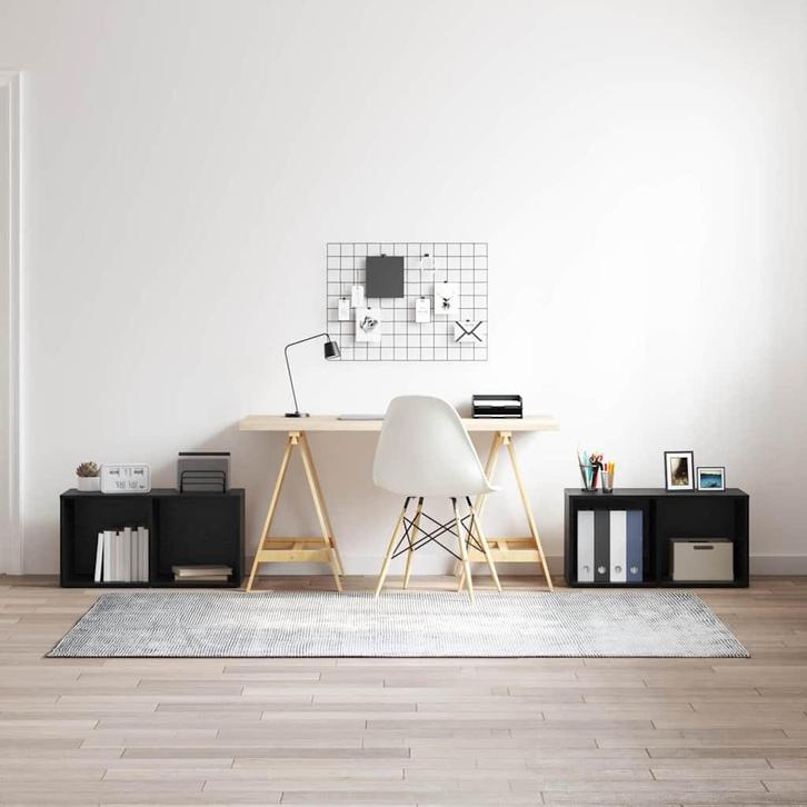 vidaXL Tv-meubelset 2 pcs Zwart eiken 72 x 35 x 36.5 cm, Huis en Inrichting, Kasten |Televisiemeubels, Nieuw, Verzenden